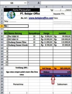 Nota Penjualan dengan diskon