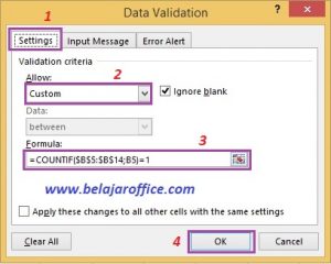 Data validation custom