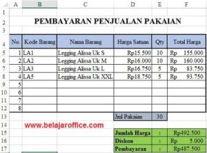 Pembayaran Penjualan Pakaian