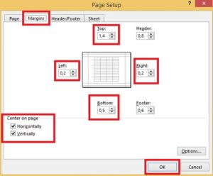 page setup margin