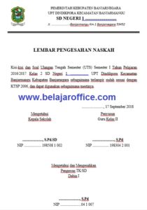 Contoh Format Pengesahan Soal Ujian Semester Siswa