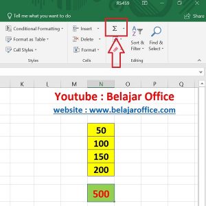 Cara 4 Penjumlahan MS Excel AUTO SUM