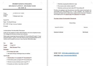 Contoh Surat Undangan Resmi Rapat Ketua Rt Hut Ri